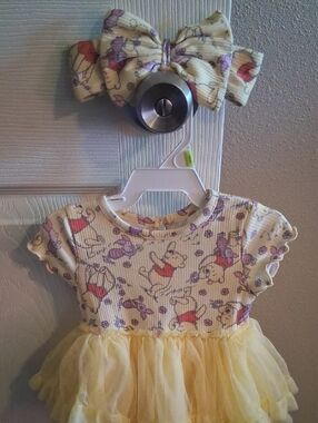Yellow Winnie the Pooh Tulle Dress with Matching Bow